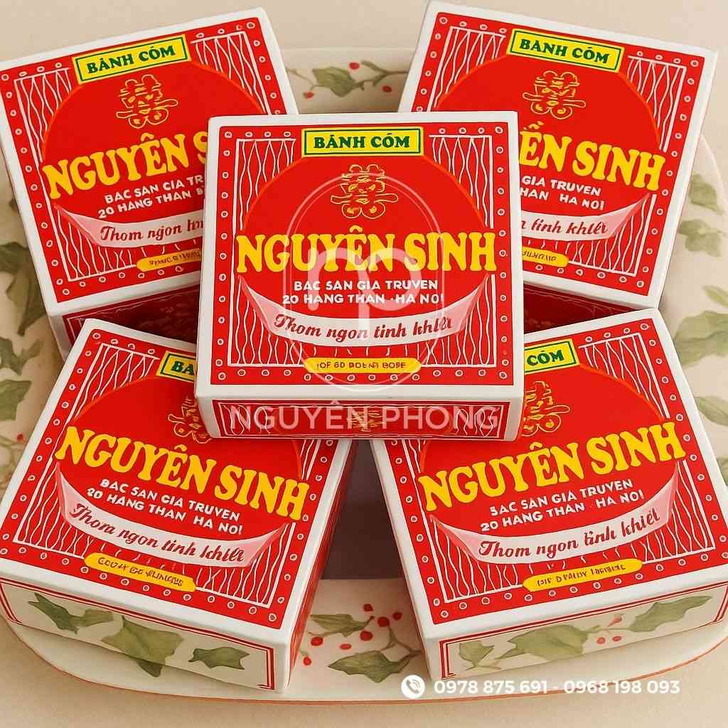 Vỏ hộp bánh cốm Nguyên Sinh